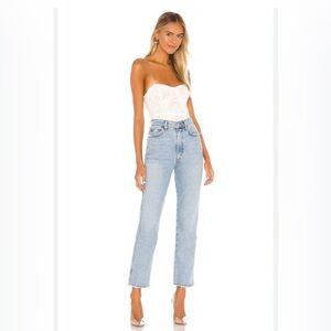 Superdown Tops Stasia Lace Bodysuit In White & Nude Size S